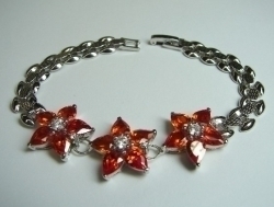 Sterling Bracelet w/ Red Stars