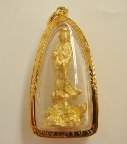 Gold Standing Guan Yin on Dragon