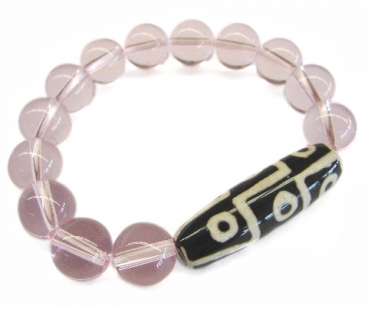 Clear Pink Tibetan 9-Eye DZI Bracelets
