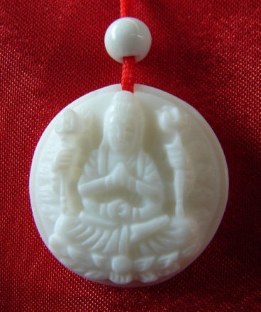 White Jade Gemstone Kuan Yin Necklace