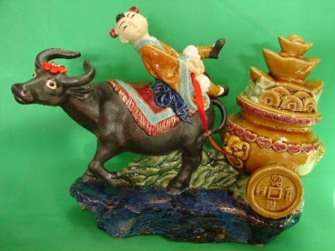 Tai Sui on Ox Statue