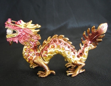 Bejeweled Cloisonne Dragon Statue