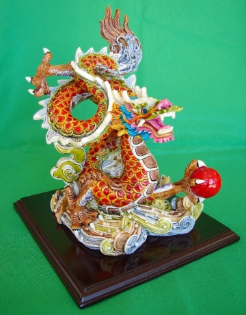 Colorful Dragon Statue Flying on Cloud