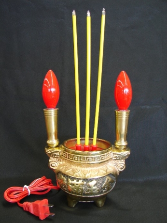 Metal Incense Burner with Electric Lights and Candles