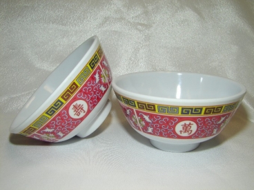 4 of Red Plastic Rice Bowls