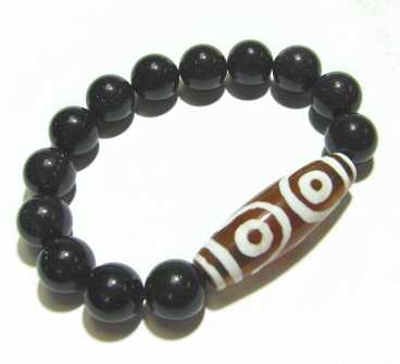 Blue Sandstone 3 Eye DZI Bracelet