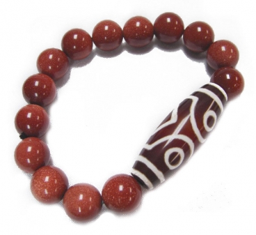 Gold Sandstone 3 Eye DZI Bracelet