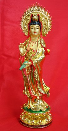 Gold Standing Goddess Kuan Yin