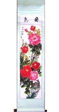 Red Peony Flower Scroll Picture