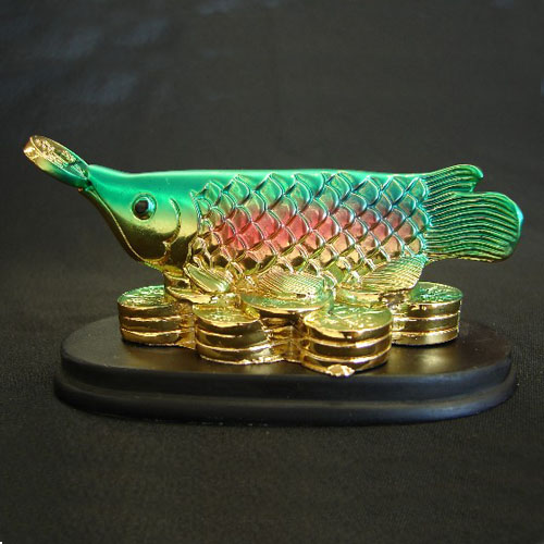 Arowana Fish Statue with Coins in Mouth Bringing Wealth