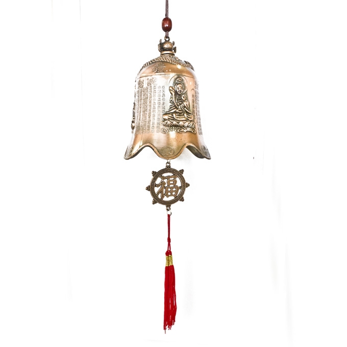 Big Brown Feng Shui Bell with 3 Buddha