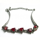 Sterling Bracelet w/ Red Heart Crystals