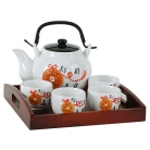 Chinese Tea Sets with Wood Tray