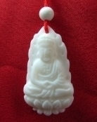 White Jade Gemstone Meditation Buddha Necklace