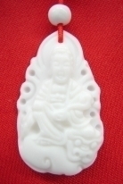 White Jade Gemstone Kuan Yin Necklace