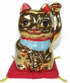 Golden Lucky Cat Statue with Left Hand Up