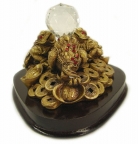 Golden Triple Feng Shui Toads Holding Crystal
