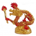 Bejeweled Red Dragon with Flaming Sword