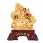 Two Gold Dragon Holding Wealthy Pot