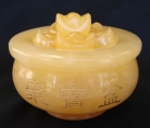 Yellow Jade Wealthy Pot with Ingots