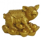 Golden Pig Statue Stepping on Ingots