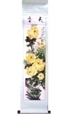 Yellow Peony Flower Scroll Picture