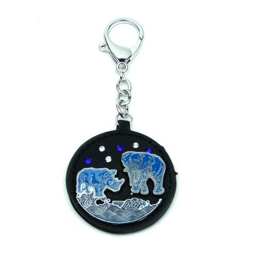 Anti Robbery Amulet with Blue Rhino & Elephant