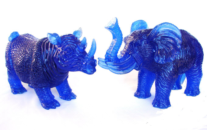Blue Rhino and Elephant