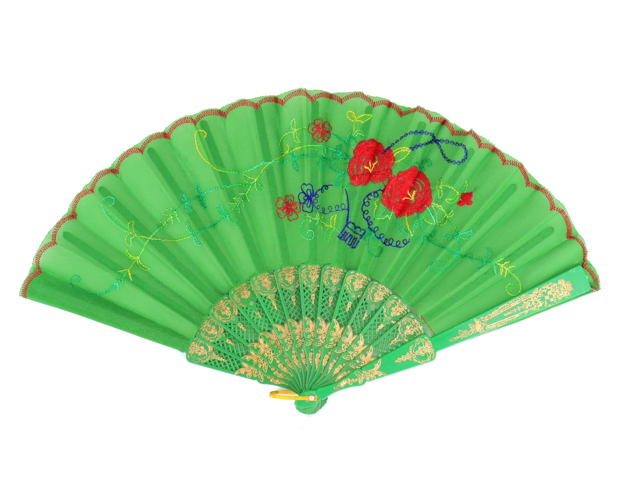 Embroidery Hand Fan with Plastic Slab