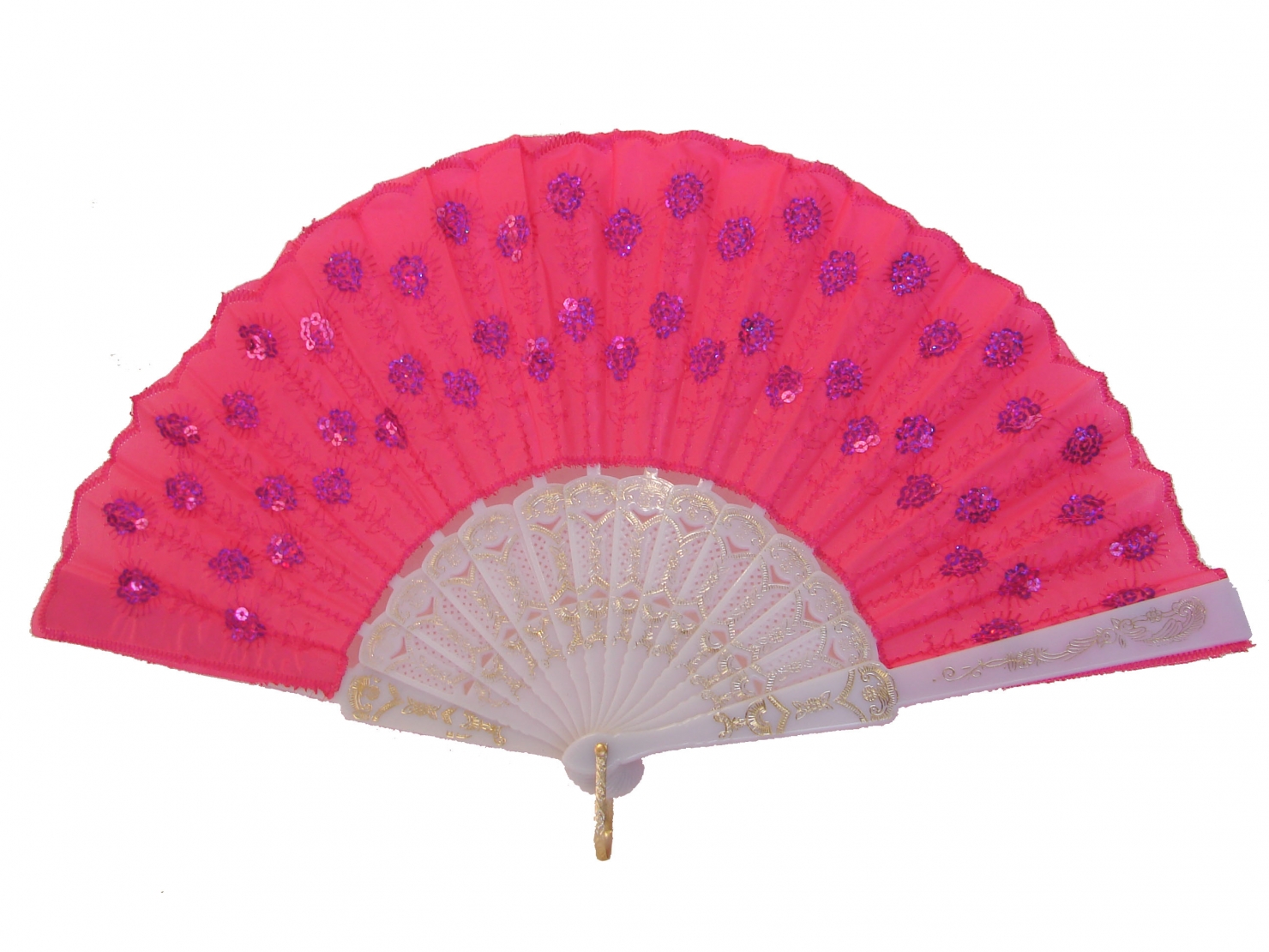 Peacock Pattern Sequin Fabric Hand Fan in Different Colors