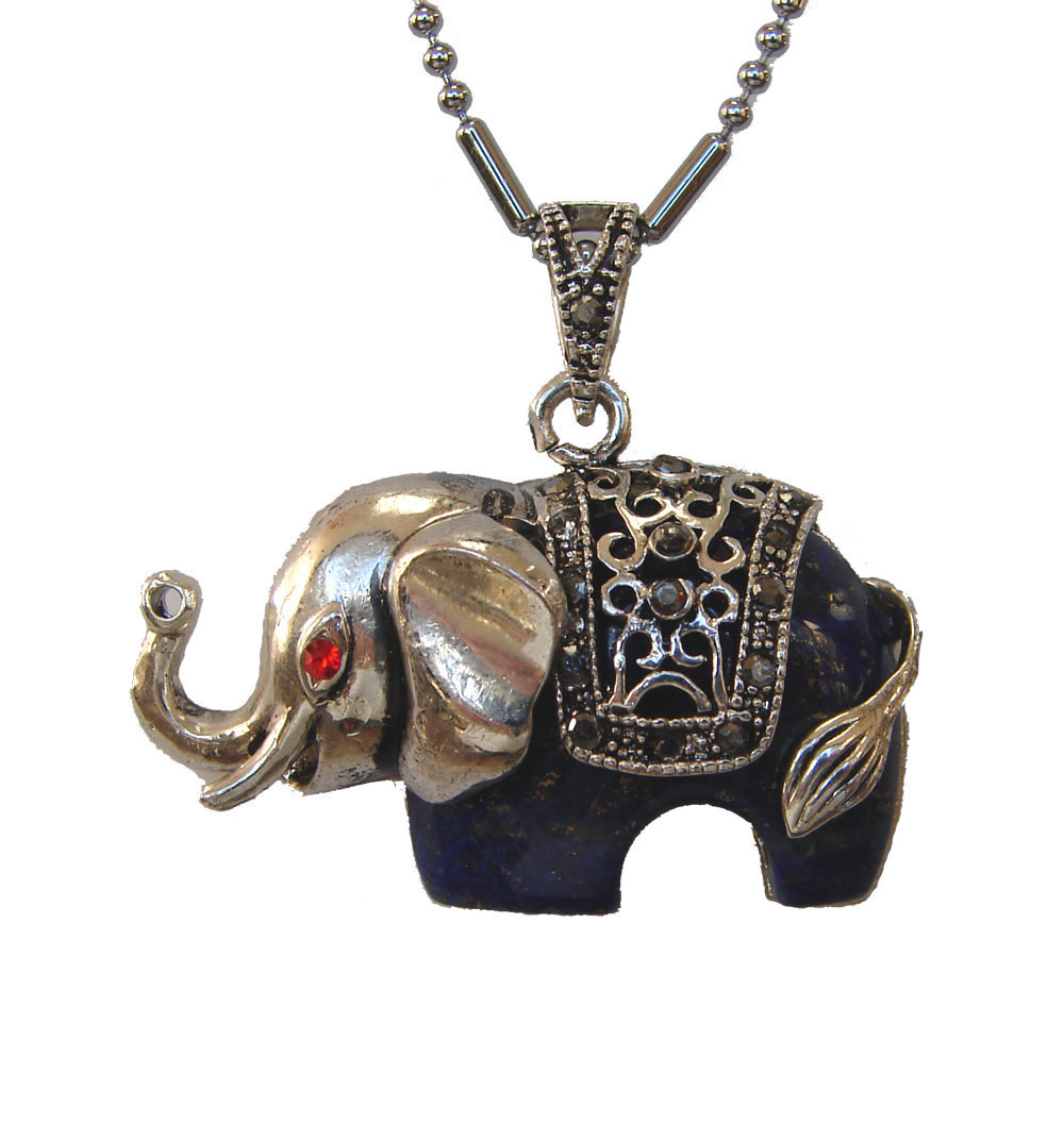 Blue Lapis Lazuli Gemstone Elephant Pendant