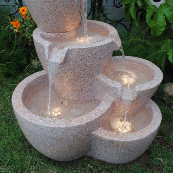 Muiti Pots Sandstone Outdoorindoor Water Fountain With Led Lights