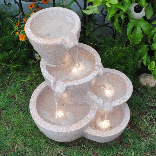 Muiti Pots Sandstone Outdoor-indoor Water Fountain With Led Lights