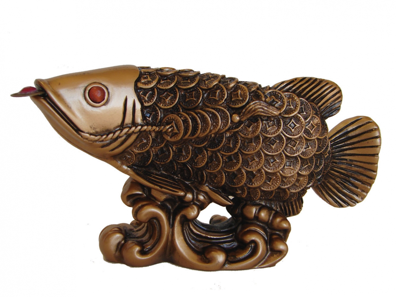 Feng Shui Golden Arowana Fish Statue 