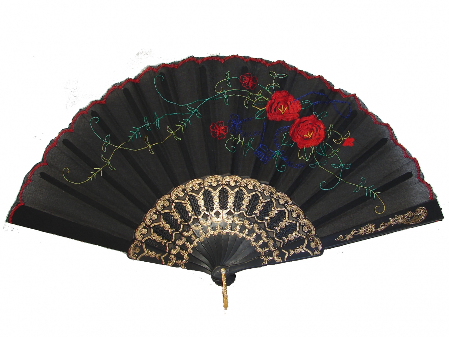 Black Chinese Cloth Folding Hand Fans black-chinese-cloth-folding-hand-fans