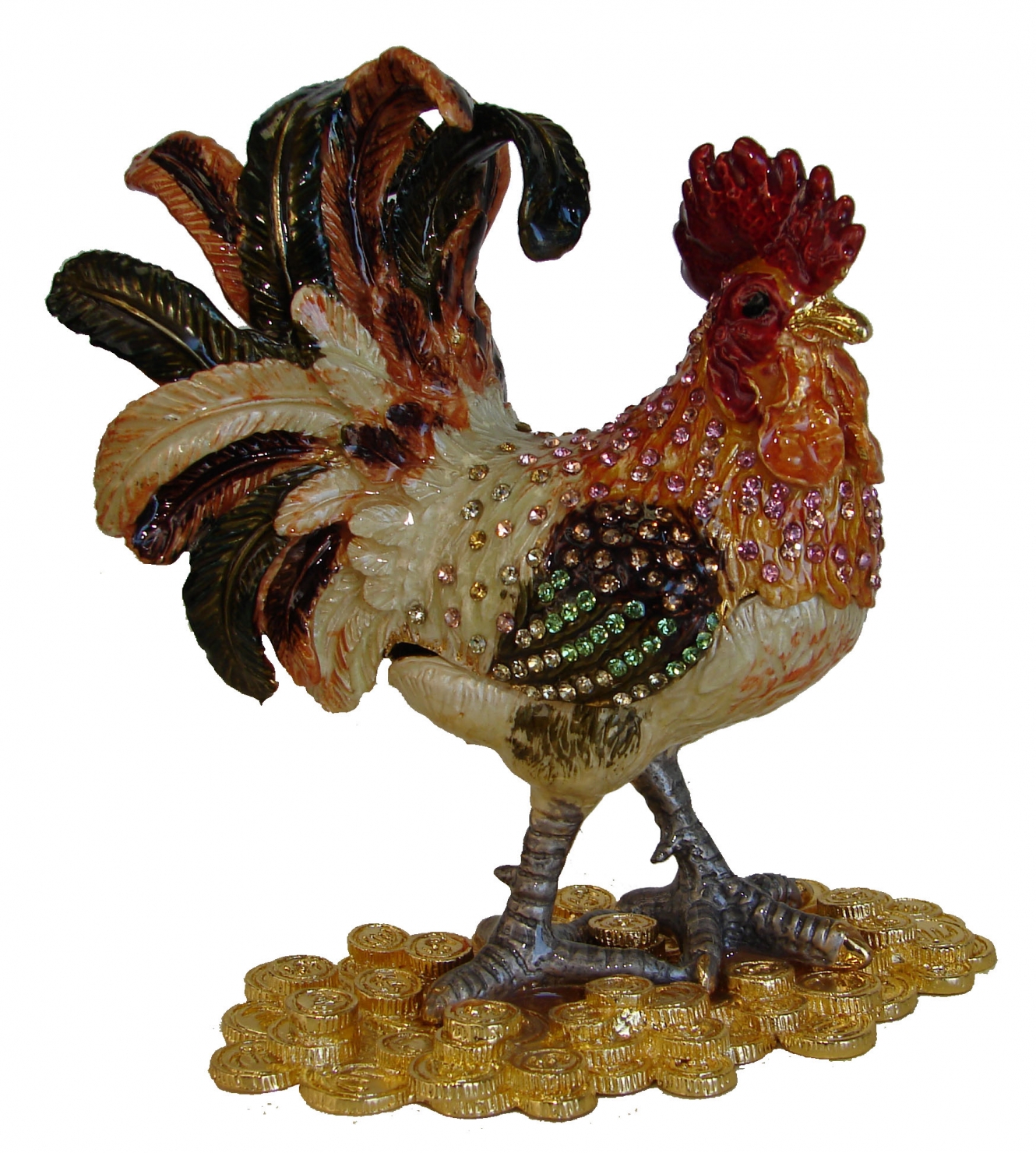 Bejeweled Cloisonne Feng Shui Rooster Statue