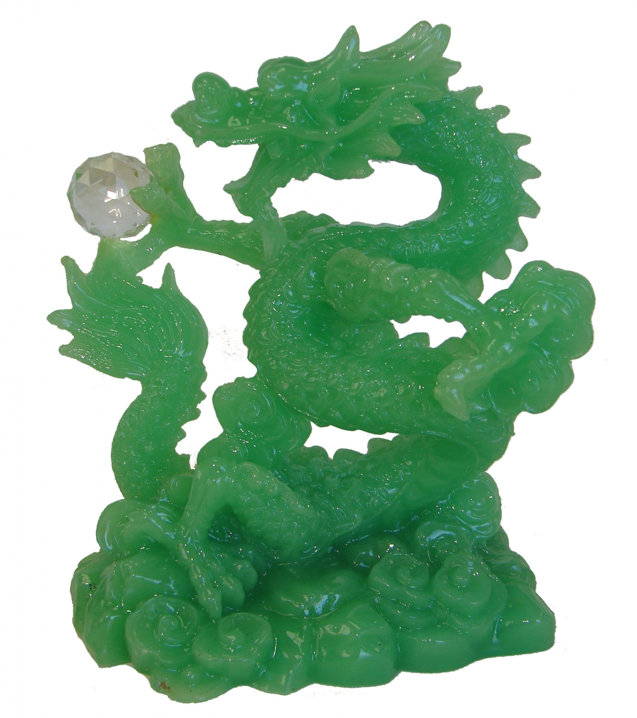 Chinese Green Dragon Holding a Crystal Ball