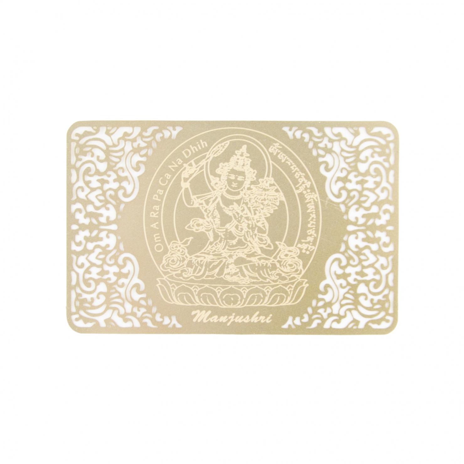 Talismano Feng Shui Manjushri In Oro – Portafortuna Saggezza 8,5x5,5 Cm