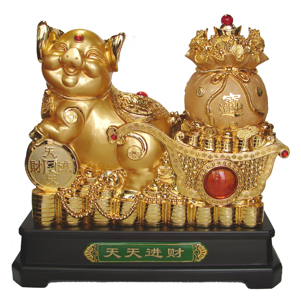 21 Inch Big Golden Pig Statue for Chinese Lunar Year of Pig