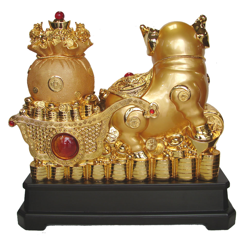 21 Inch Big Golden Pig Statue for Chinese Lunar Year of Pig