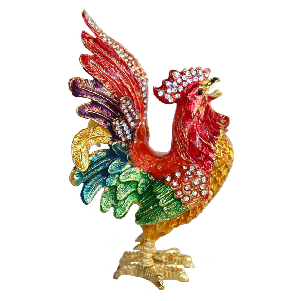 Big Bejeweled Rooster Statue 