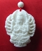 White Coral Gemstone Kwan Yin Necklace