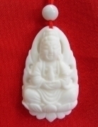White Coral Kwan Yin Necklace