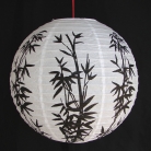 2 of Chinese White Paper Lanterns with Bamboo Pictures