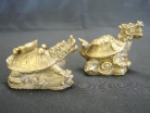 Pair of Brass Metal Dragon Tortoises