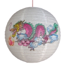 2 of Chinese White Paper Lanterns with Dragon Pictures