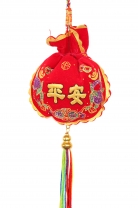 Pouch Shaped Safety Charm with 5-Color Tassels and Strings