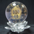 White Umbrella Goddess Crystal Sphere With Lotus Stand