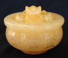 Yellow Jade Wealthy Pot with Ingots