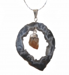 Geode Slice with Citrine Pendant